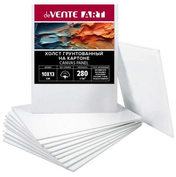 Холст на картоне 10x13 см грунтованный 'deVENTE. ART' 100% хлопок 280 г;м², 8150427