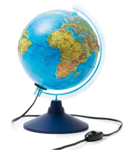 Глобус Земли Физический Рельефный (210 мм с подсветкой классик евро), КЕ22100184