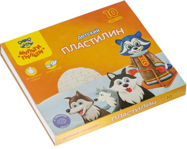 Пластилин Мульти-Пульти 'Енот на Аляске', 10 цветов, 150 г, со стеком, картон, ДП_10234
