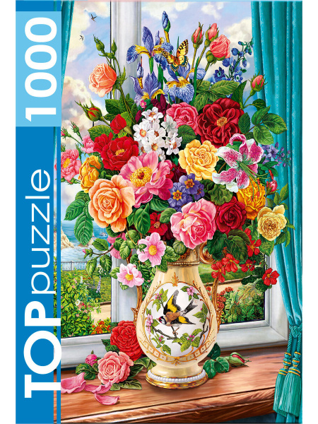 TOPpuzzle. ПАЗЛЫ 1000 элементов. Нежный букет цветов, ФТП1000-9853